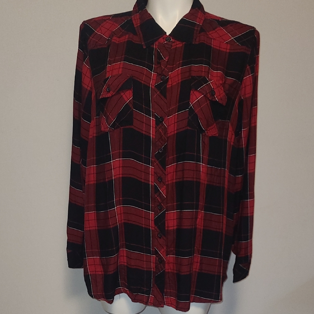 Torrid Red and Black Plaid Shirt